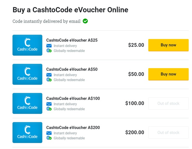 Buy cash to code online