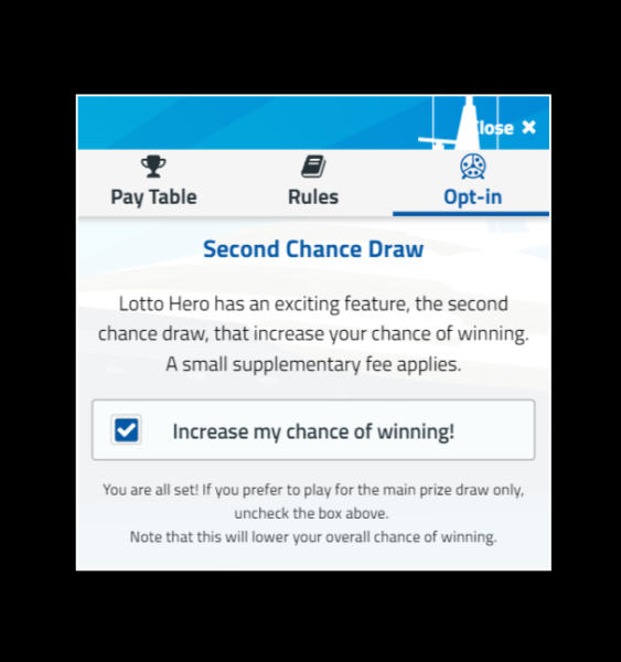 Lotto Hero - Second chance draw