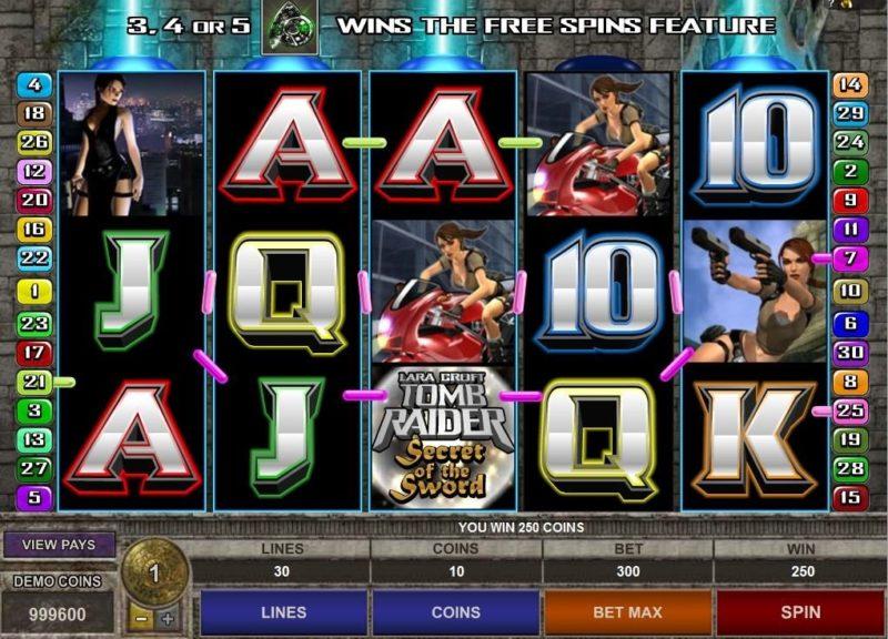 Tomb Raider Free Spins feature